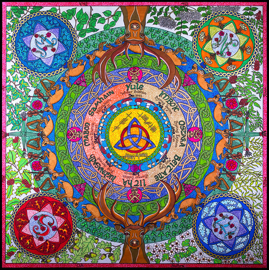 Celtic Medicine Wheel 45cm Silk Scarf