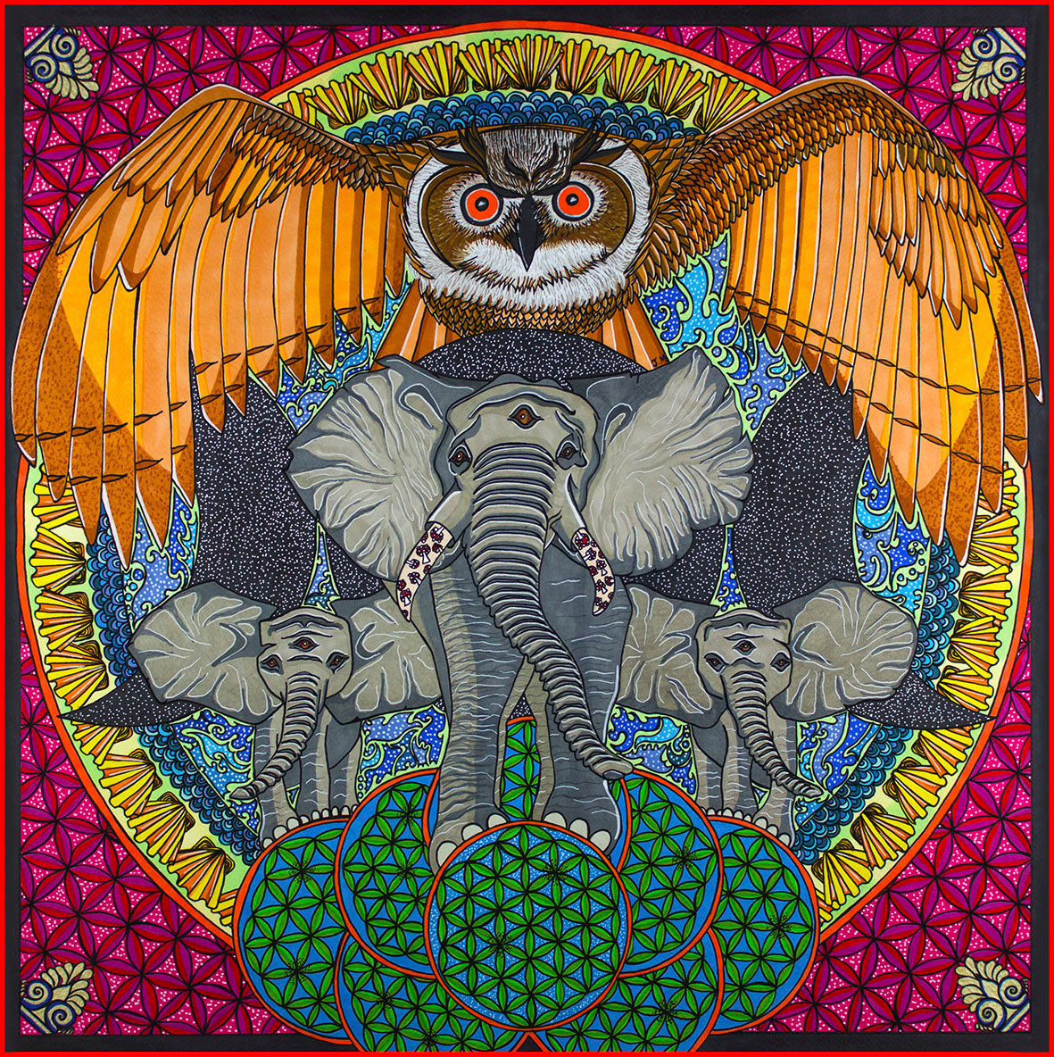 Elephant Guardians 45 cm Silk Scarf