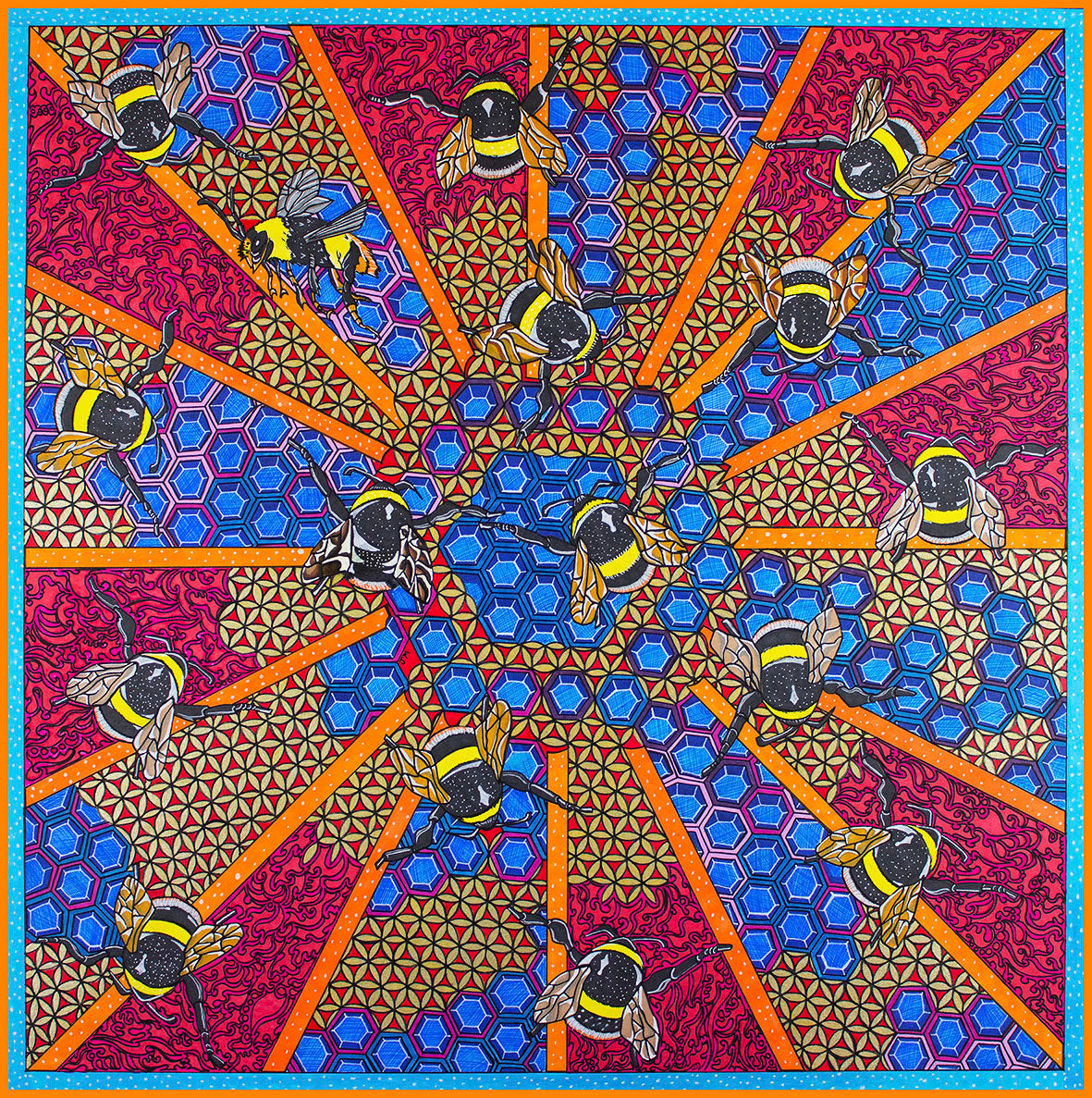 Sacred Bees 45cm Silk Scarf