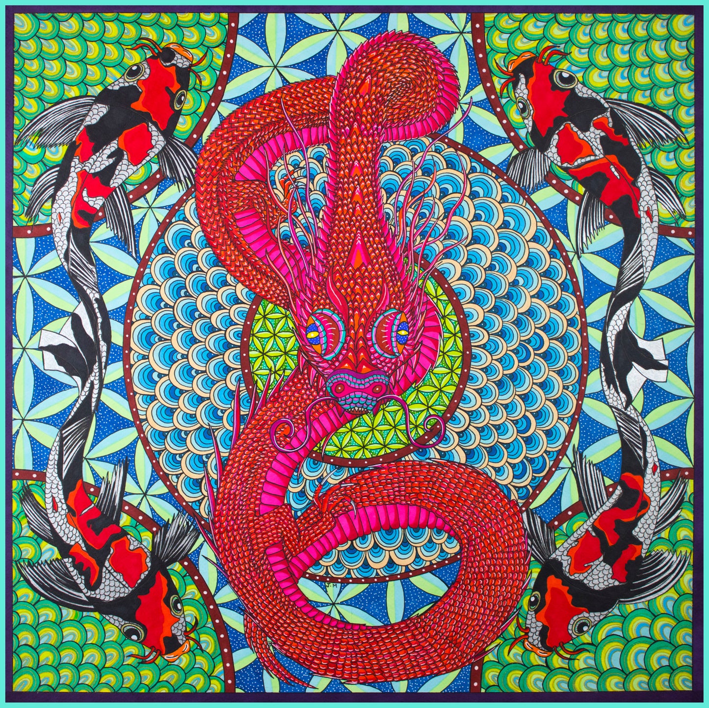The Koi & Serpent Silk Scarf