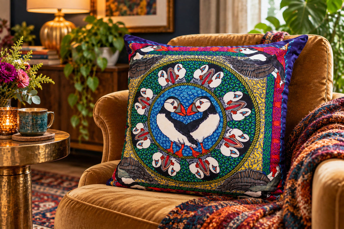 Puffin Magic Soft Velvet Cushion Cover