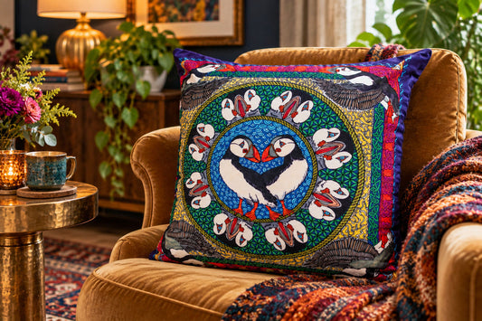Puffin Magic Soft Velvet Cushion Cover