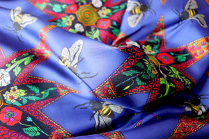 Plant & Bee Magic Pure Silk Twill Fabric