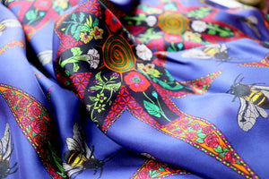 Plant & Bee Magic Pure Silk Twill Fabric