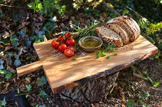 Large Spalted Beech Chopping Board with Natural Handle