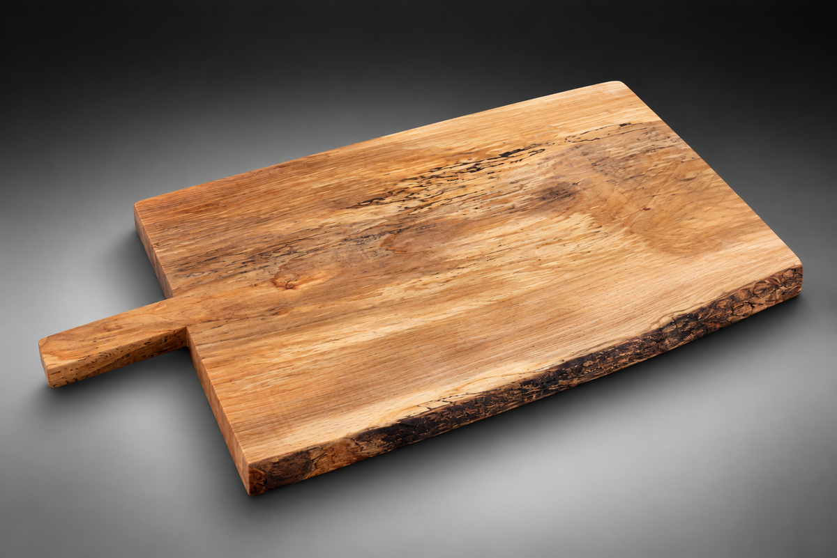 Large Spalted Beech Chopping Board with Natural Handle