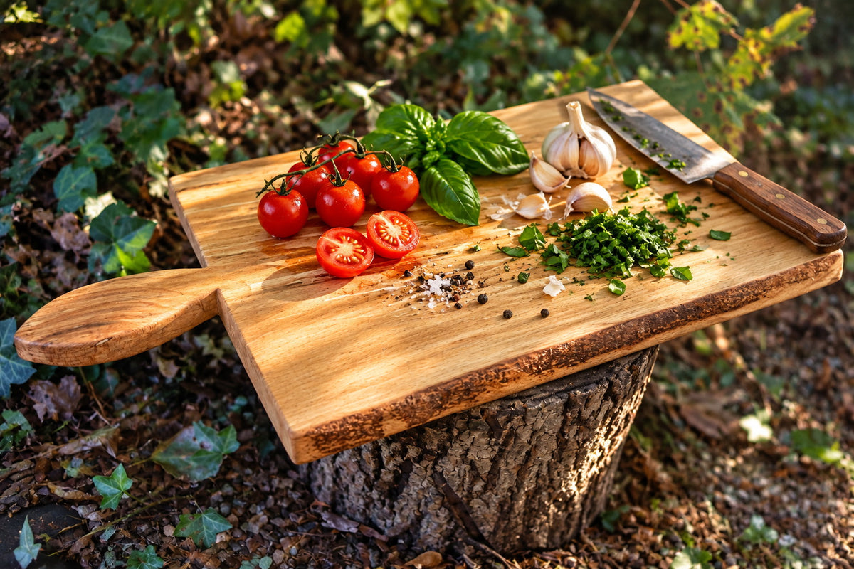 Handcrafted Spalted Beech Chopping Board with Leaf Shaped Handle