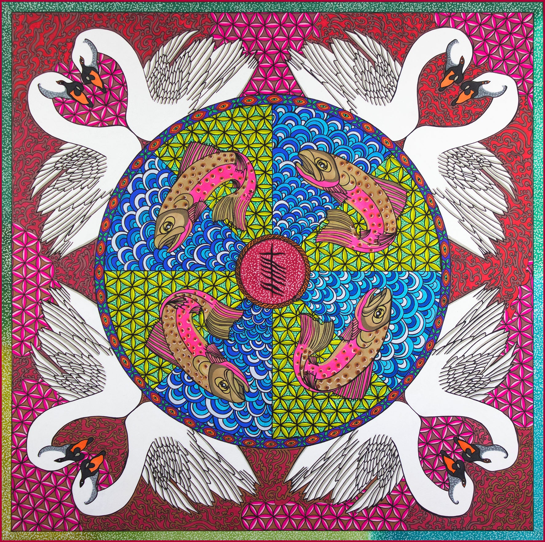 Mandala of Love 45cm Silk Scarf