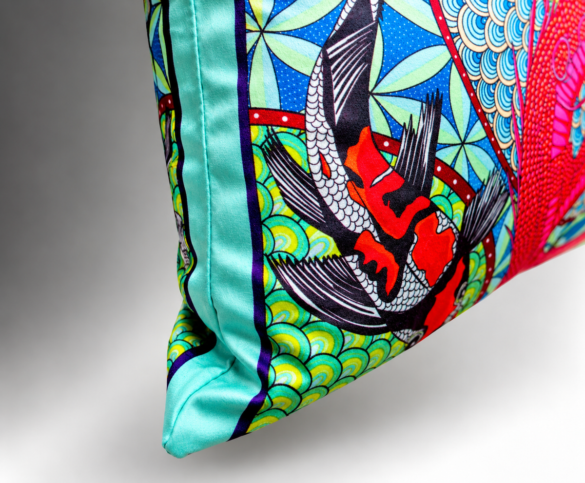 The Serpent & Koi Velvet Cushion Cover