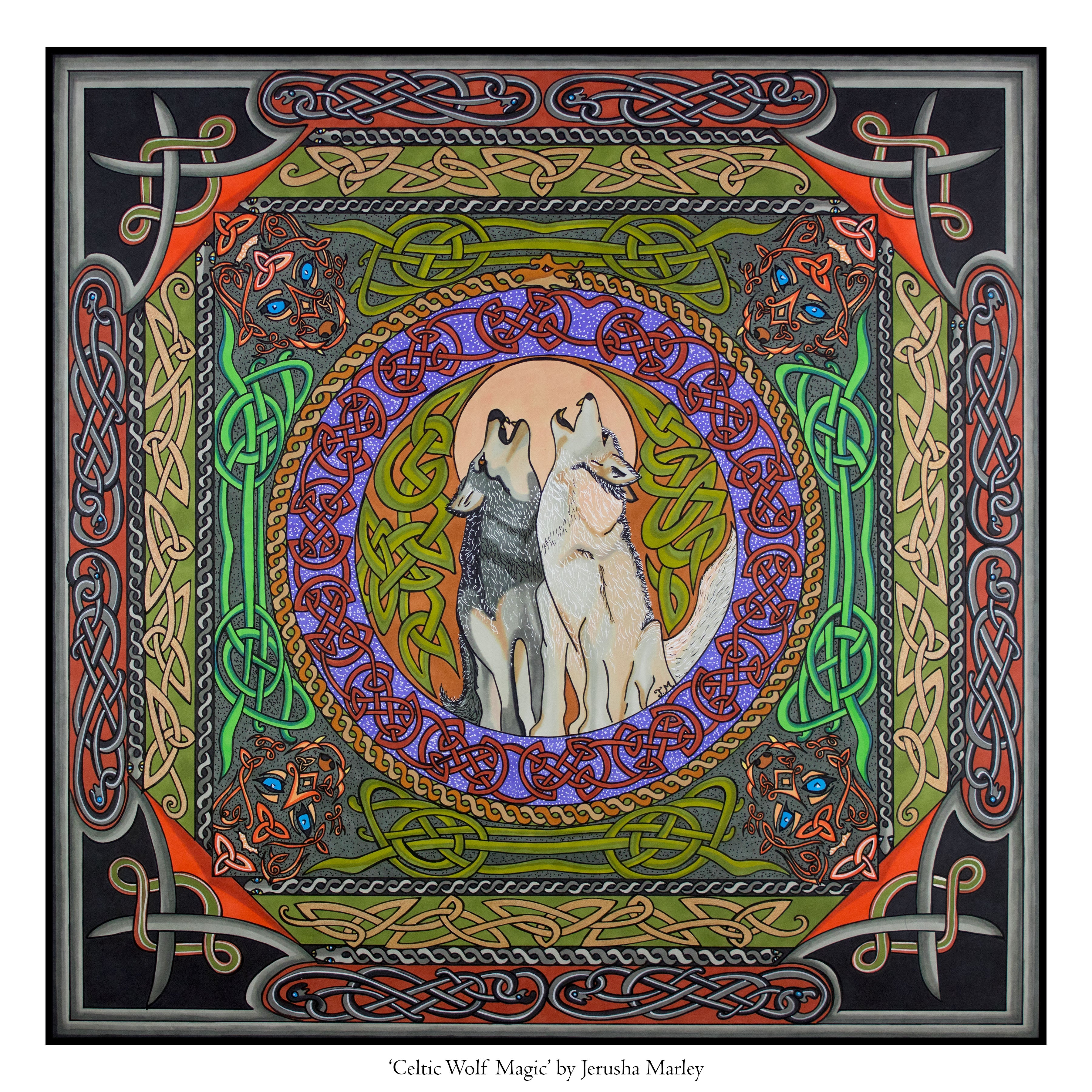 Celtic Wolf Magic Poster Print