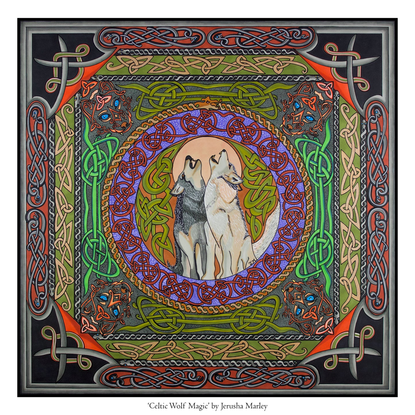 Celtic Wolf Magic Poster Print
