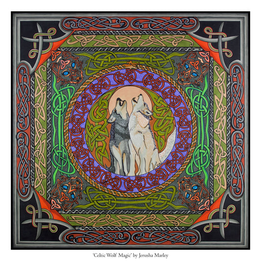 Celtic Wolf Magic Poster Print
