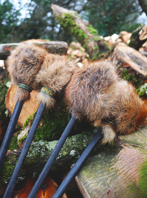 Fox Fur & Bog Oak Drum Beater 'LOVE'