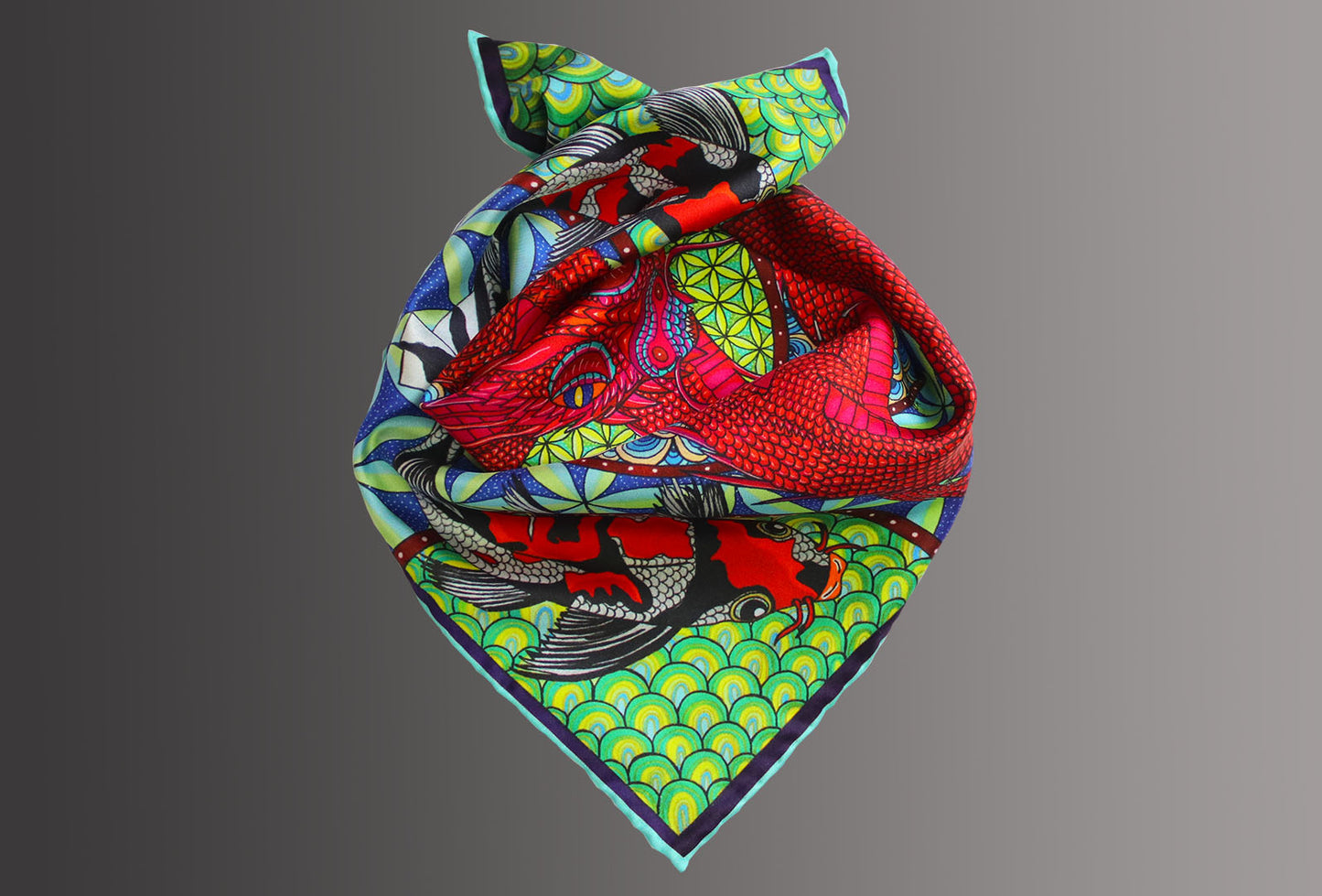 The Koi & Serpent Silk Scarf