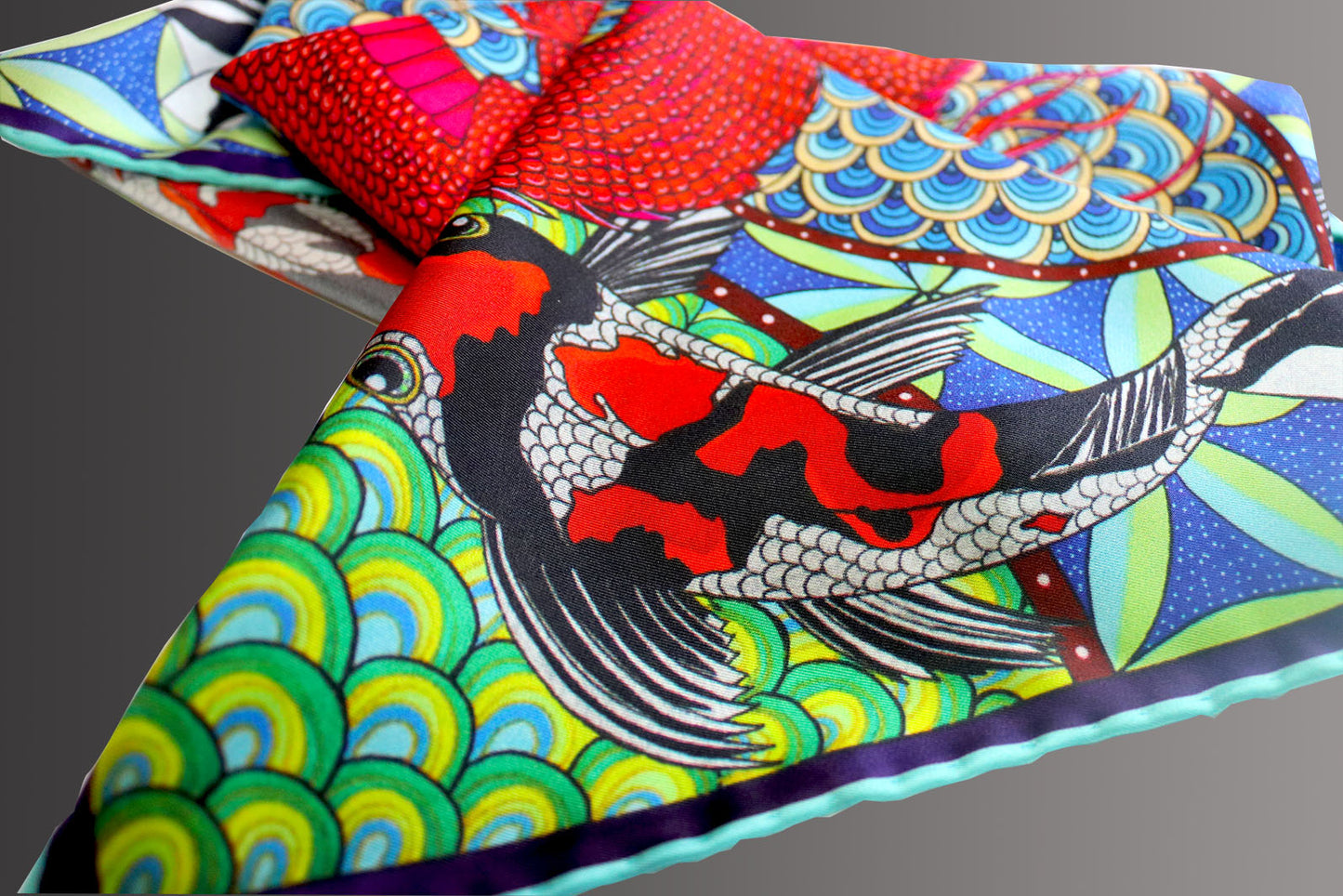 The Koi & Serpent Silk Scarf