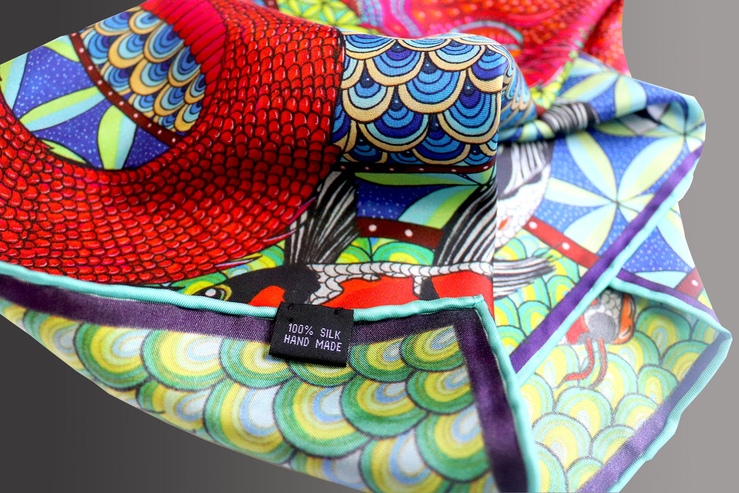The Koi & Serpent Silk Scarf