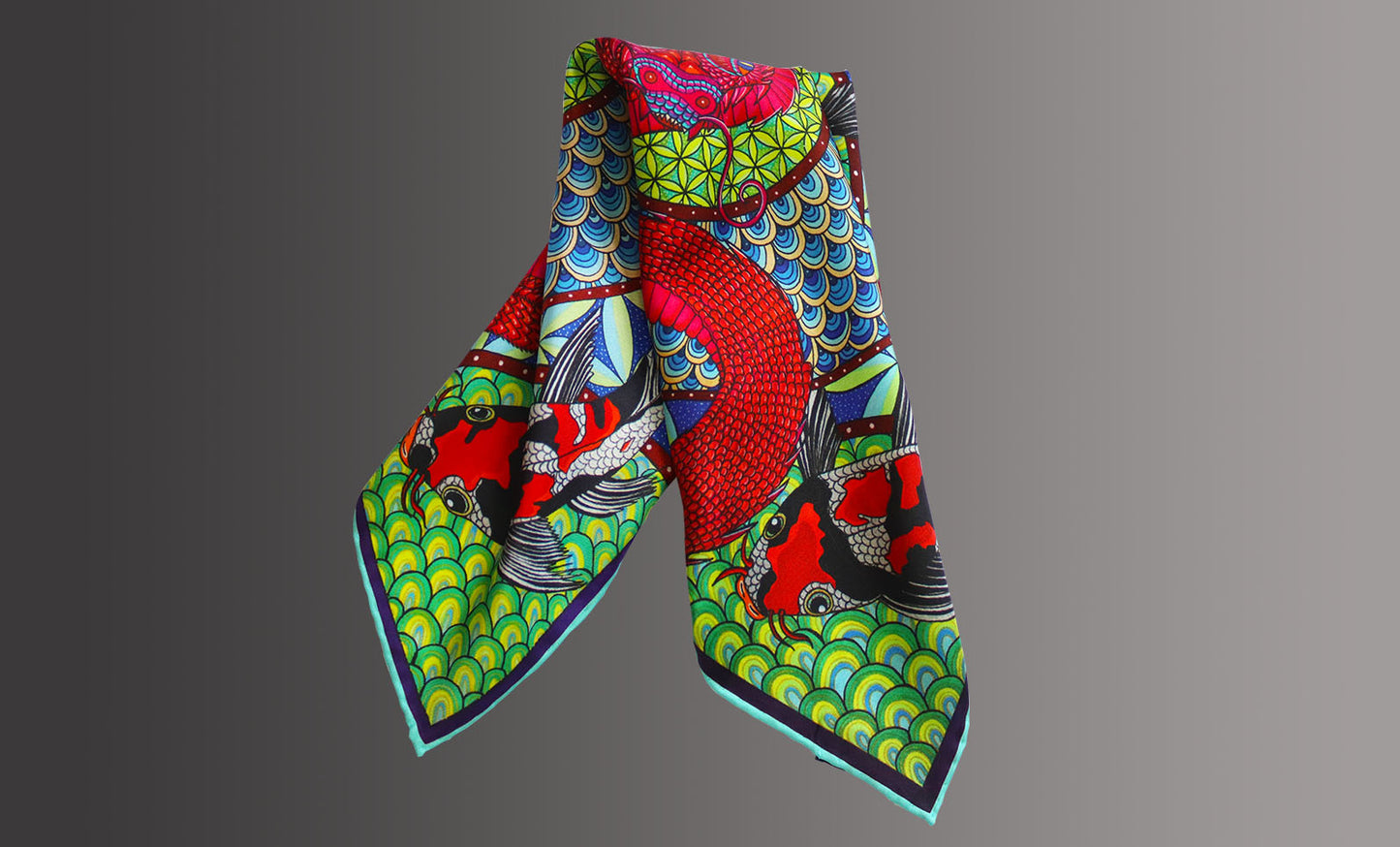 The Koi & Serpent Silk Scarf