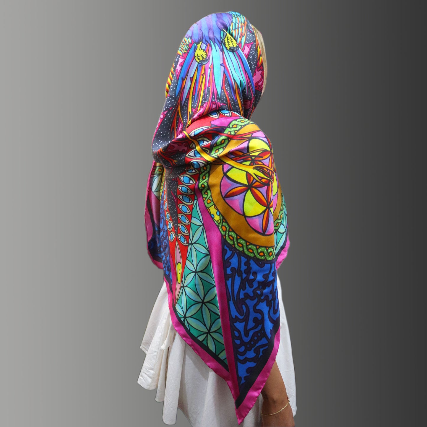 The Phoenix Rising Silk Scarf Oversized