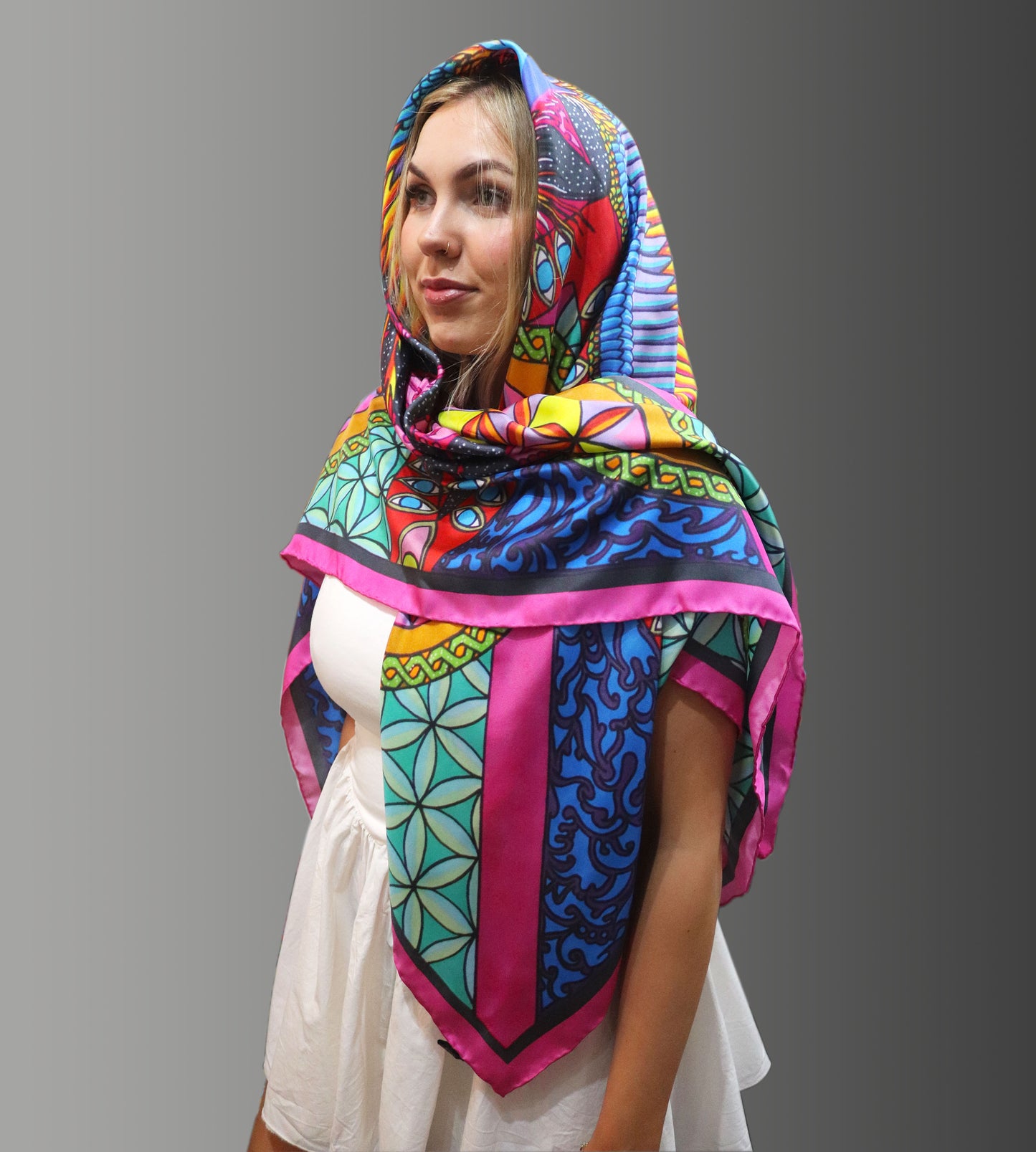 The Phoenix Rising Silk Scarf Oversized