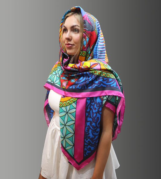 The Phoenix Rising Silk Scarf Oversized