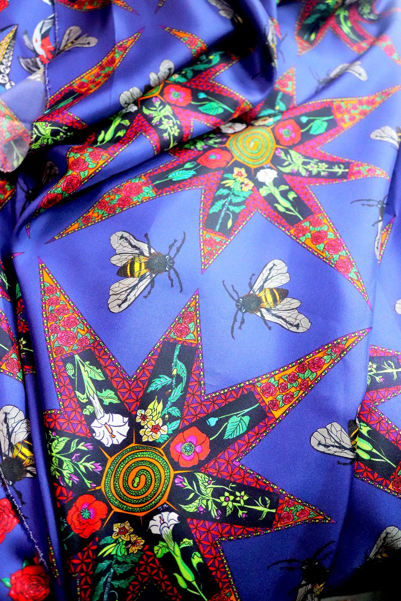 Plant & Bee Magic Pure Silk Twill Fabric