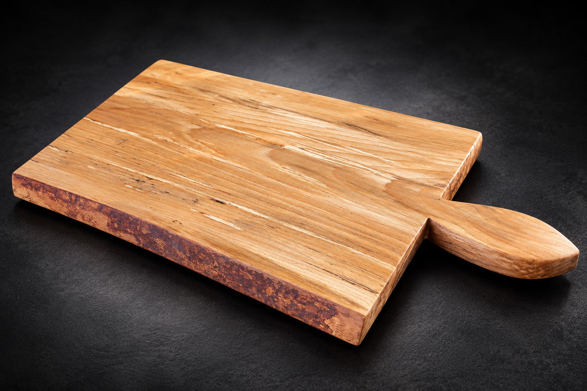 Handcrafted Spalted Beech Chopping Board with Leaf Shaped Handle