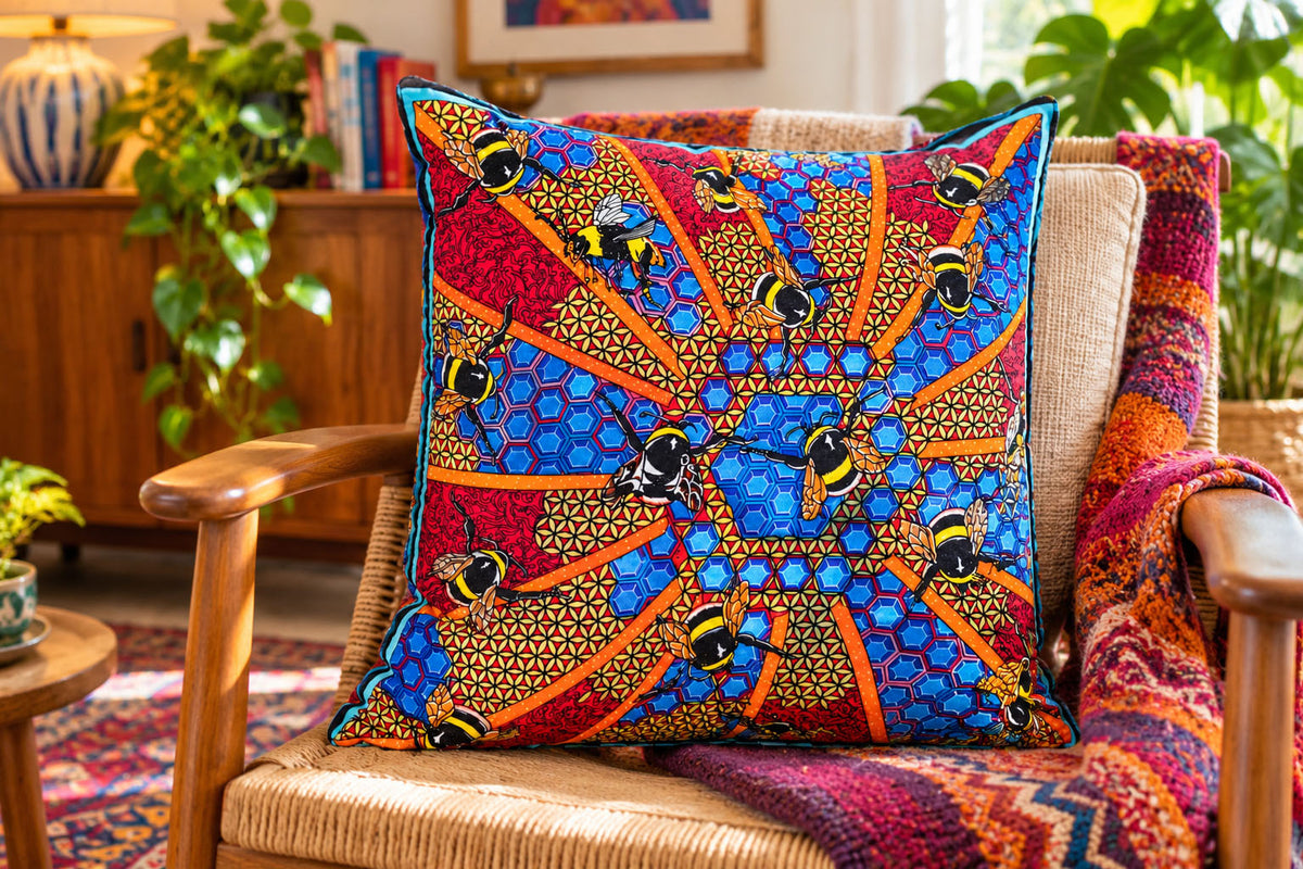 Sacred Bees Soft Velvet Cushion Cover