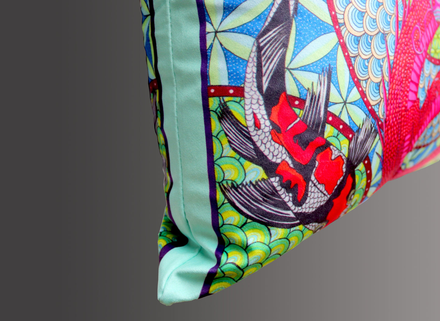 The Serpent & Koi Velvet Cushion Cover