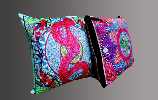 The Serpent & Koi Velvet Cushion Cover