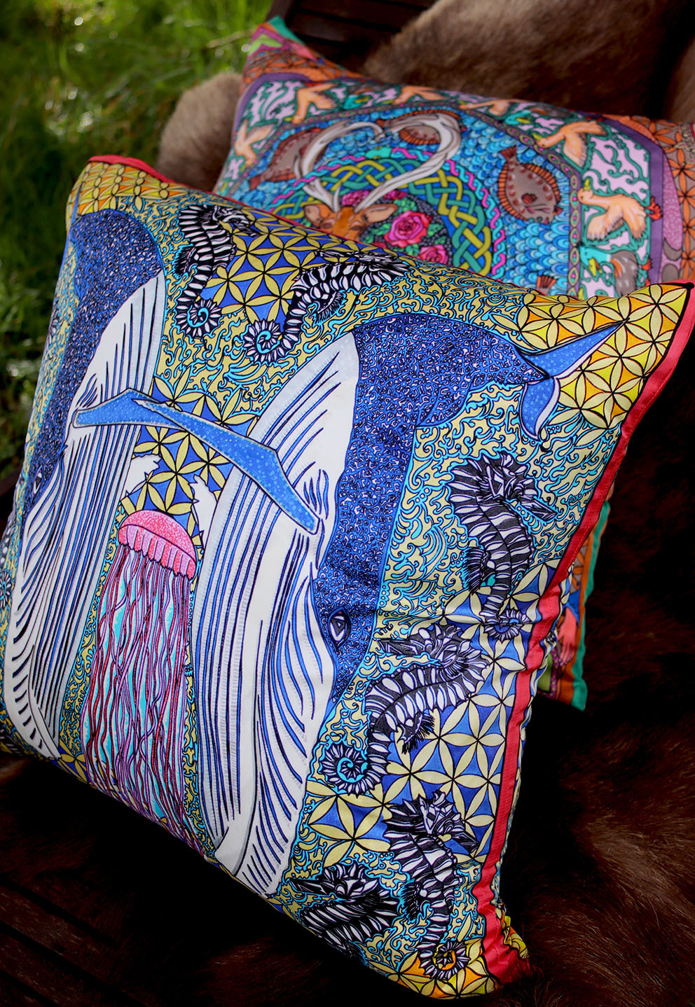 SeaScape Pure Silk Cushion Cover