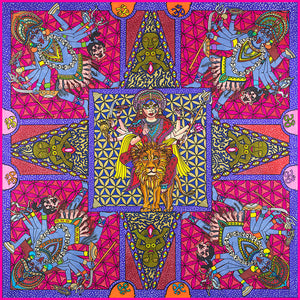 The Meeting of the Mighty Goddesses - Kali, Durga & Síle - 90cm Square